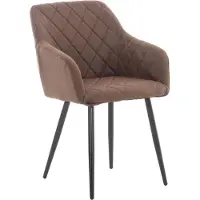 CLP - Chaise de salle à manger Shila, revêtue de tissu marron, avec capitonnage
