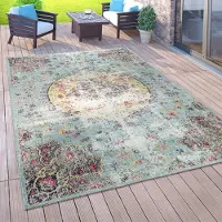 Paco Home Tapis d'extérieur Balcon Terrasse Tapis de cuisine vintage Motifs orientaux Losanges Ethnique Dimensions 60 x 100 cm