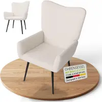Juskys Fauteuil / Recliner Odense - Beige - Tissu bouclé