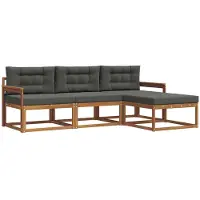 vidaXL Ensemble de canapés d'extérieur avec coussins 4 pièces Nature et Anthracite