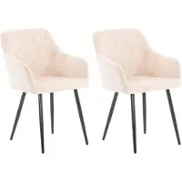 CLP Lot de 2 chaises de salle à manger Shila, beige, en velours