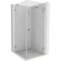 Mexen Lunar-F cabine de douche pliante droite 100 x 100 cm, transparent, cuivre brossé - 836-100-100-65-00-P