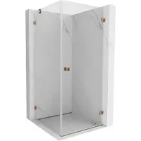 Mexen Cabine de douche pivotante Lunar-B droite 80 x 80 cm, transparent, or rose - 832-080-080-60-00-P