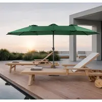OKWISH Parasol de Jardin Rectangulaire Double Face - Grand Parasol avec Manivelle et Structure en Acier - Toile Polyester 453x267 cm - Vert Foncé