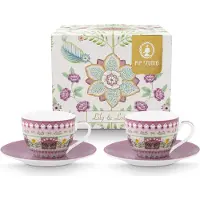Pip studio Tasse à Expresso & Soucoupe Pip Studio Lily & Lotus Lilac 120 ml (Lot de 2)