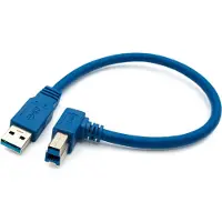 System-S Câble USB 3.0 30 cm type B mâle vers type A mâle coudé en bleu