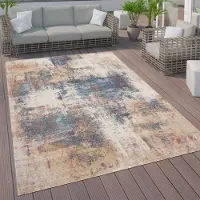 Paco Home Tapis d'intérieur et d'extérieur Tapis de terrasse Tapis de cuisine Vintage Pastel Motifs abstraits Taille 160 cm Rond