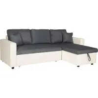 Happy Garden Canapé d'angle convertible CLARK 3 places gris chiné et blanc
