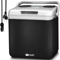 Tillvex Glacière électrique 32L anthracite | Mini-réfrigérateur 230 V et 12 V pour voiture camping | refroidit & réchauffe | mode ECO