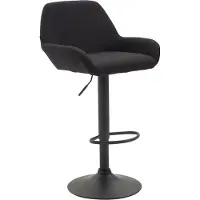 CLP Tabouret de bar Braga en tissu, pivotant et réglable en hauteur, structure noire