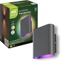 Calex Smart Outdoor LED Up & Down Wall Light - Lampe d'extérieur intelligente - ovale - lumière RVB et blanc chaud - 6W - noir