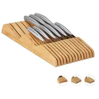 Relaxdays Organisateur de couteaux en bambou pour tiroir XXL RD0296