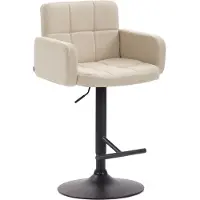 CLP Tabouret de bar Los Angeles, assise en tissu, réglable en hauteur et pivotante, couleur crème, piètement noir