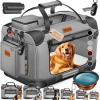 LOVPET : Cage de transport pour chien, pliable. Inclut un bol pour chien, une sacoche de transport et une sacoche pour chien. Cage de transport pour animaux de compagnie, chiens et chats