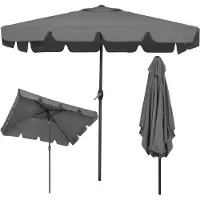 Springos Parasol de jardin Rectangulaire fonction bascule manivelle - Gris foncé