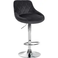 CLP Tabouret de bar Lazio en velours, réglable en hauteur et pivotant à 360°, gris foncé, piètement chromé