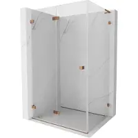 Mexen Lunar-F L cabine de douche pliable gauche 85 x 80 cm, transparent, or rose - 836L-085-080-60-00-L