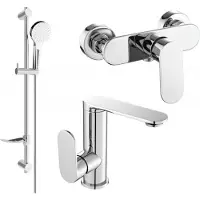 Mexen Milo DF05 SET mitigeur de lavabo + mitigeur de douche avec accessoires, chrome (713054DF05-00)