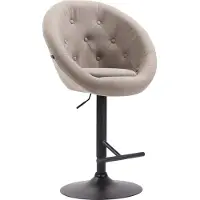 CLP Tabouret de bar London V2 en tissu, pivotant et réglable en hauteur, couleur taupe, piètement noir