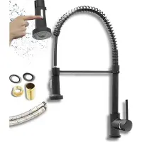 Granitan | Mitigeur de cuisine Luneo - Noir moucheté - Bec flexible - Design moderne - Poignée ergonomique