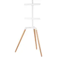 Vdd Support TV, forme chevalet de peintre - écran orientable - jusqu'à 65 pouces - Hêtre et blanc