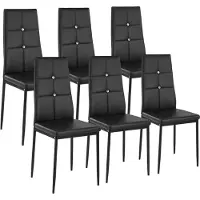 TecTake Lot de chaises avec strass - noir, Lot de 6