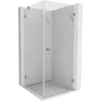 Mexen Lunar-B cabine de douche pivotante droite 90 x 90 cm, transparent, cuivre brossé - 832-090-090-65-00-P