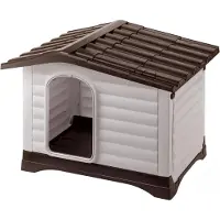 Ferplast 87257099 - Dogvilla 110 Niche pour chiens d'extérieur, paroi latérale rabattable, plastique robuste, résistant aux chocs et aux UV, grille d'aération, 111 x 84 x 79 cm