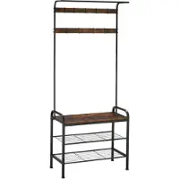 TecTake Portemanteau - 73,5x36x184cm, Bois foncé industriel, rustique