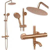 REA Kit De Douche Avec Thermostat Lungo Copper Brush