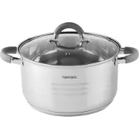 Topfann Marmite en acier inoxydable 4L avec couvercle en verre Marmite à soupe Marmite universelle induction 22cm
