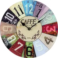 AMS 9424 Horloge murale à quartz analogique ronde vintage rétro shabby