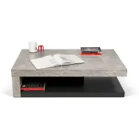 Temahome Detroit table basse 29 x110x65 couleur béton/noir