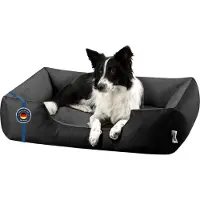 BedDog Lit pour chien LUPI, canapé pour chien, coussin lavable, THE-ROCK (noir/gris), (L) env. 80 x 65 x 18 cm