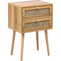 Beliani Table De Chevet Butte Bois Marron Clair