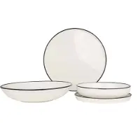 RINART set de vaisselle - Black Edge - 24 pièces - 6 personnes - Porcelaine
