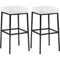 CLP - Ensemble de 2 tabourets de bar Montreal, revêtus de similicuir, avec assise et repose-pieds rembourrés. Couleur : blanc (assise) et noir (structure)