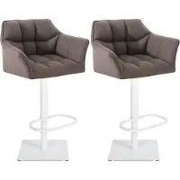 CLP Lot de 2 tabourets de bar Damaso, revêtement en tissu, pivotants et réglables en hauteur, charge maximale 240 kg, structure grise, couleur blanche