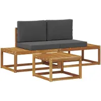 vidaXL Ensemble de canapés d'extérieur avec coussins 3 pièces Naturel
