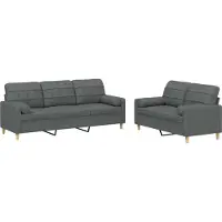 vidaXL Ensemble de canapés 2 pièces avec coussins Tissu gris foncé