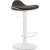CLP Tabouret de bar Shanghai en tissu, pivotant et réglable en hauteur, gris foncé, piètement blanc
