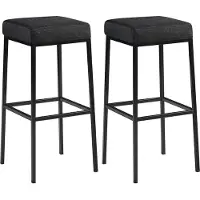 CLP - Ensemble de 2 tabourets de bar Montreal, avec assises et structures rembourrées en tissu, et repose-pieds. Couleur : gris foncé. Structure : noire