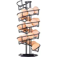 Goliving Porte-œufs - Porte-œufs - Panier à œufs - Rangement des œufs - Rotatif - Gain de place - Acier inoxydable - Maximum 39 œufs - Noir