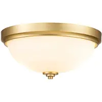 Elstead Lighting Plafonnier rond Malibu en laiton brossé et blanc, 2xE27x60W, verre, dimensions : 15,6 x 33,5 x 33,5 cm, IP44, Feiss
