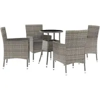 vidaXL Ensemble de jardin bistrot 5 pièces avec coussins Gris Poly rotin