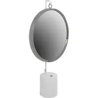 Padiro Miroir mural , dimensions 41 x 75 x 14 cm, blanc et argenté, en acier et verre miroir, avec un miroir rond monté sur un support