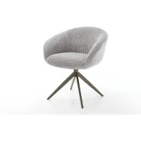 DELIFE Chaise-pivotante Vinka-Flex avec accoudoirs côtelé gris argenté pied croisé large aspect titane pivotement sur 360° ressorts ensachés
