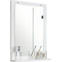 VCM Miroir de salle de bain - miroir suspendu avec étagère, design moderne, dimensions env. H. 70 x W. 50 x D. 12 cm, miroir mural pour couloir et couloir, Nilari