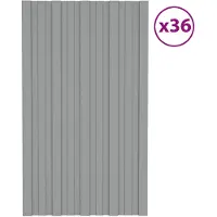 vidaXL : Panneau de toit, 36 pièces, gris, 80 x 45 cm, acier galvanisé