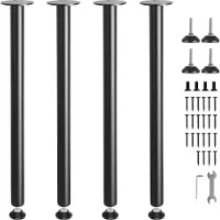 Vevor Pied de Table 4PCS Pieds de Bureau Réglables 762 cm en Acier Massif Capacité de Charge 544 kg Installation Rapide Pieds de Meubles Noirs Robustes pour Bricolage de Maison Bureau Salle à Manger